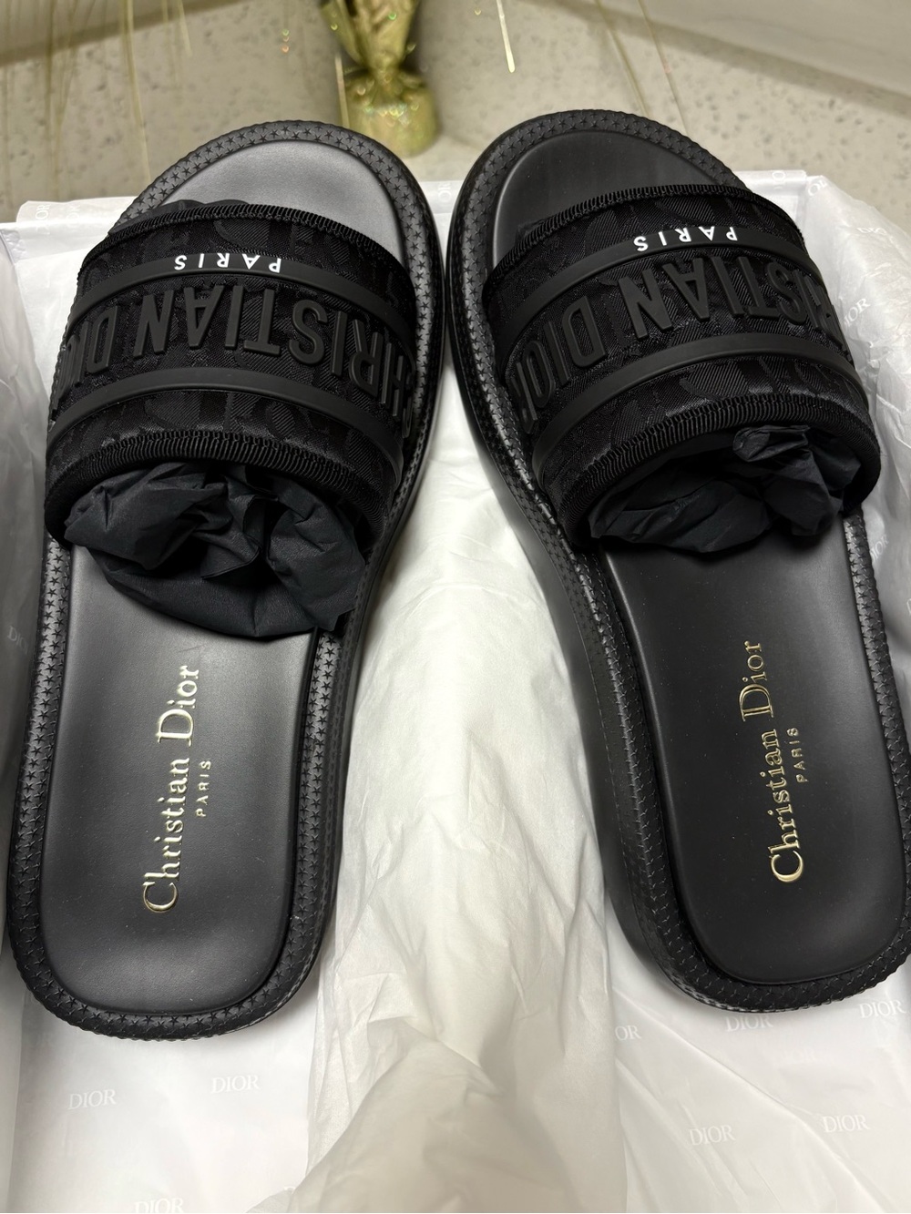 Christian Dior Black Dioriviera Dway Slide Sandals - Picture 5 of 8